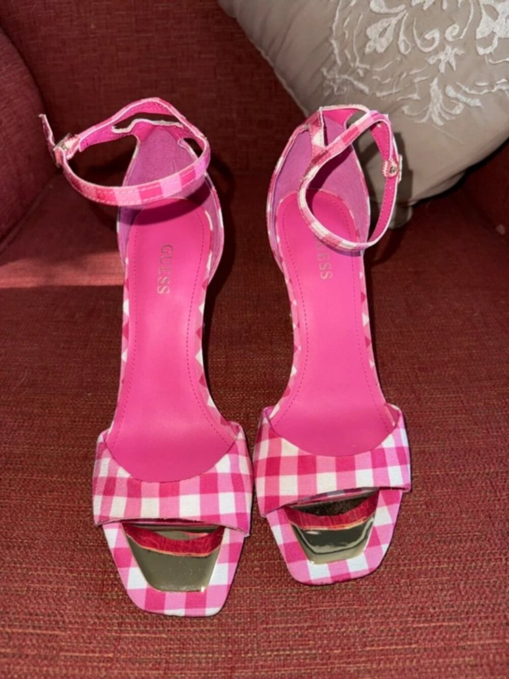 Guess Divine Pink Ankle Strap Heels Size US 7